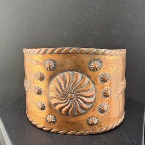 Vintage Solid Copper Cuff Bracelet Western Repousse 6"